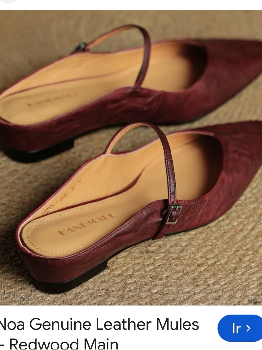Handmade Women's Redwood Leather Slingback Mules